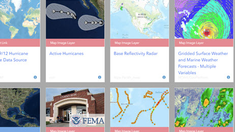 Hurricane maps and layers gallery for hurricane response