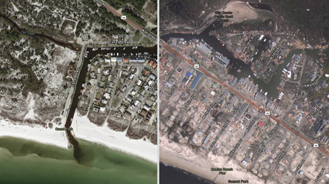 Before and after images from Hurricane Michael