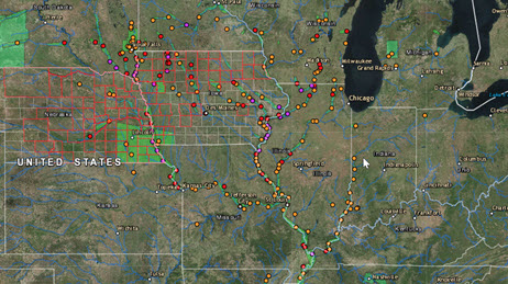 Stream gauges over the Midwestern United States.