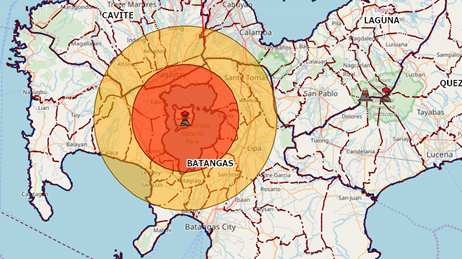 Situational awareness map of the Taal Volcano in the Philippines. 