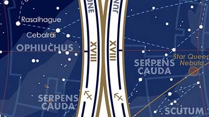 Map showing star grid along the Earth's surface at the pole